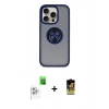 MARSİLYAN™- iPhone 16 Pro Kılıf Yörünge Çizgi - Siyah Buffer Cam Ekran Koruyucu + Raze Metal Kamera Lens - BZ