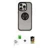 MARSİLYAN™- iPhone 16 Pro Kılıf Yörünge Çizgi - Siyah Buffer Cam Ekran Koruyucu + Raze Metal Kamera Lens - BZ