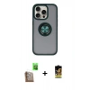 MARSİLYAN™- iPhone 16 Pro Kılıf Yörünge Çizgi - Siyah Buffer Cam Ekran Koruyucu + Raze Metal Kamera Lens - CLTM
