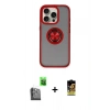 MARSİLYAN™- iPhone 16 Pro Kılıf Yörünge Çizgi - Siyah Buffer Cam Ekran Koruyucu + Raze Metal Kamera Lens - SH