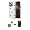 MARSİLYAN™- iPhone 16 Pro Kılıf Yörünge Form - Siyah 3D Antistatik Hayalet Cam Ekran Koruyucu + Raze Metal Kamera Lens - SH