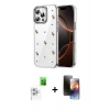 MARSİLYAN™- iPhone 16 Pro Kılıf Yörünge Form - Siyah 3D Antistatik Mat Seramik Nano Ekran Koruyucu + Raze Metal Kamera Lens - BZ