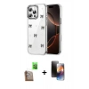 MARSİLYAN™- iPhone 16 Pro Kılıf Yörünge Form - Siyah 3D Antistatik Mat Seramik Nano Ekran Koruyucu + Raze Metal Kamera Lens - CLTM