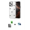 MARSİLYAN™- iPhone 16 Pro Kılıf Yörünge Form - Siyah 3D Antistatik Seramik Nano Ekran Koruyucu + Raze Metal Kamera Lens - SH