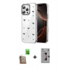 MARSİLYAN™- iPhone 16 Pro Kılıf Yörünge Form - Siyah Bilvis 3D Mat Cam Ekran Koruyucu + Raze Metal Kamera Lens - CLTM