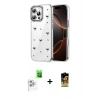 MARSİLYAN™- iPhone 16 Pro Kılıf Yörünge Form - Siyah Buffer Cam Ekran Koruyucu + Raze Metal Kamera Lens - BZ