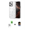 MARSİLYAN™- iPhone 16 Pro Kılıf Yörünge Form - Siyah Buffer Hayalet Cam Ekran Koruyucu + Raze Metal Kamera Lens - BZ