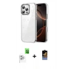 MARSİLYAN™- iPhone 16 Pro Kılıf Yörünge Form - Siyah Buffer Hayalet Cam Ekran Koruyucu + Raze Metal Kamera Lens - BZ