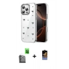MARSİLYAN™- iPhone 16 Pro Kılıf Yörünge Form - Siyah Buffer Hayalet Cam Ekran Koruyucu + Raze Metal Kamera Lens - SH