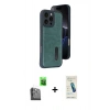 MARSİLYAN™- iPhone 16 Pro Kılıf Yörünge Işık Serisi - Şeffaf Pasifik Cam Ekran Koruyucu + Raze Metal Kamera Lens - SH