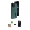 MARSİLYAN™- iPhone 16 Pro Kılıf Yörünge Işık Serisi - Siyah 3D Antistatik Hayalet Cam Ekran Koruyucu + Raze Metal Kamera Lens - CLTM