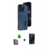 MARSİLYAN™- iPhone 16 Pro Kılıf Yörünge Işık Serisi - Siyah 3D Antistatik Hayalet Cam Ekran Koruyucu + Raze Metal Kamera Lens - SH