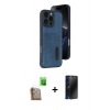 MARSİLYAN™- iPhone 16 Pro Kılıf Yörünge Işık Serisi - Siyah 3D Antistatik Hayalet Cam Ekran Koruyucu + Raze Metal Kamera Lens - CLTM