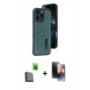 MARSİLYAN™- iPhone 16 Pro Kılıf Yörünge Işık Serisi - Siyah 3D Antistatik Mat Seramik Nano Ekran Koruyucu + Raze Metal Kamera Lens - SH