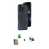 MARSİLYAN™- iPhone 16 Pro Kılıf Yörünge Işık Serisi - Siyah 3D Antistatik Seramik Nano Ekran Koruyucu + Raze Metal Kamera Lens - CLTM