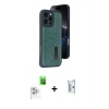 MARSİLYAN™- iPhone 16 Pro Kılıf Yörünge Işık Serisi - Siyah Bilvis 0.18mm Plus Cam Ekran Koruyucu + Raze Metal Kamera Lens - BZ