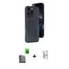 MARSİLYAN™- iPhone 16 Pro Kılıf Yörünge Işık Serisi - Siyah Bilvis 0.18mm Plus Cam Ekran Koruyucu + Raze Metal Kamera Lens - SH