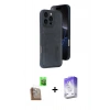 MARSİLYAN™- iPhone 16 Pro Kılıf Yörünge Işık Serisi - Siyah Bilvis 5in1 3D Magic Cam Ekran Koruyucu + Raze Metal Kamera Lens - CLTM