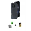MARSİLYAN™- iPhone 16 Pro Kılıf Yörünge Işık Serisi - Siyah Buffer Cam Ekran Koruyucu + Raze Metal Kamera Lens - SH