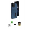 MARSİLYAN™- iPhone 16 Pro Kılıf Yörünge Işık Serisi - Siyah Buffer Cam Ekran Koruyucu + Raze Metal Kamera Lens - BZ