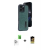 MARSİLYAN™- iPhone 16 Pro Kılıf Yörünge Işık Serisi - Siyah Buffer Cam Ekran Koruyucu + Raze Metal Kamera Lens - BZ