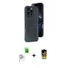 MARSİLYAN™- iPhone 16 Pro Kılıf Yörünge Işık Serisi - Siyah Buffer Cam Ekran Koruyucu + Raze Metal Kamera Lens - BZ