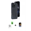 MARSİLYAN™- iPhone 16 Pro Kılıf Yörünge Işık Serisi - Siyah Buffer Hayalet Cam Ekran Koruyucu + Raze Metal Kamera Lens - BZ
