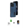MARSİLYAN™- iPhone 16 Pro Kılıf Yörünge Işık Serisi - Siyah Buffer Hayalet Cam Ekran Koruyucu + Raze Metal Kamera Lens - BZ