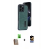 MARSİLYAN™- iPhone 16 Pro Kılıf Yörünge Işık Serisi - Siyah Buffer Hayalet Cam Ekran Koruyucu + Raze Metal Kamera Lens - CLTM