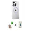MARSİLYAN™- iPhone 16 Pro Kılıf Yörünge Koleksiyonu - Şeffaf Pasifik Cam Ekran Koruyucu + Raze Metal Kamera Lens - CLTM
