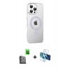 MARSİLYAN™- iPhone 16 Pro Kılıf Yörünge Koleksiyonu - Siyah 3D Antistatik Cam Ekran Koruyucu + Raze Metal Kamera Lens - SH