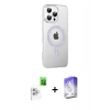MARSİLYAN™- iPhone 16 Pro Kılıf Yörünge Koleksiyonu - Siyah Bilvis 5in1 3D Magic Cam Ekran Koruyucu + Raze Metal Kamera Lens - BZ