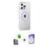 MARSİLYAN™- iPhone 16 Pro Kılıf Yörünge Koleksiyonu - Siyah Bilvis 5in1 3D Magic Cam Ekran Koruyucu + Raze Metal Kamera Lens - SH