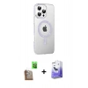 MARSİLYAN™- iPhone 16 Pro Kılıf Yörünge Koleksiyonu - Siyah Bilvis 5in1 5D Magic Hayalet Cam Ekran Koruyucu + Raze Metal Kamera Lens - CLTM