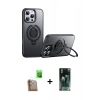 MARSİLYAN™- iPhone 16 Pro Kılıf Zirve Çizgi Prime - Siyah 360 Mat Full Body Arka Koruyucu + Raze Metal Kamera Lens - CLTM