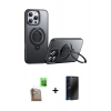 MARSİLYAN™- iPhone 16 Pro Kılıf Zirve Çizgi Prime - Siyah 3D Antistatik Hayalet Cam Ekran Koruyucu + Raze Metal Kamera Lens - CLTM