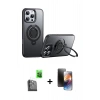 MARSİLYAN™- iPhone 16 Pro Kılıf Zirve Çizgi Prime - Siyah 3D Antistatik Mat Seramik Nano Ekran Koruyucu + Raze Metal Kamera Lens - SH