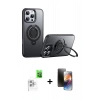 MARSİLYAN™- iPhone 16 Pro Kılıf Zirve Çizgi Prime - Siyah 3D Antistatik Mat Seramik Nano Ekran Koruyucu + Raze Metal Kamera Lens - BZ