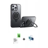 MARSİLYAN™- iPhone 16 Pro Kılıf Zirve Çizgi Prime - Siyah 3D Antistatik Seramik Nano Ekran Koruyucu + Raze Metal Kamera Lens - BZ