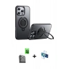 MARSİLYAN™- iPhone 16 Pro Kılıf Zirve Çizgi Prime - Siyah 3D Antistatik Seramik Nano Ekran Koruyucu + Raze Metal Kamera Lens - SH