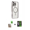 MARSİLYAN™- iPhone 16 Pro Kılıf Zirve Doku Prime - Şeffaf 360 Full Body Arka Koruyucu + Raze Metal Kamera Lens - CLTM