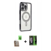 MARSİLYAN™- iPhone 16 Pro Kılıf Zirve Doku Prime - Şeffaf 360 Full Body Arka Koruyucu + Raze Metal Kamera Lens - CLTM