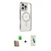 MARSİLYAN™- iPhone 16 Pro Kılıf Zirve Doku Prime - Şeffaf Pasifik Cam Ekran Koruyucu + Raze Metal Kamera Lens - CLTM
