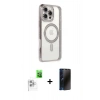 MARSİLYAN™- iPhone 16 Pro Kılıf Zirve Doku Prime - Siyah 3D Antistatik Hayalet Cam Ekran Koruyucu + Raze Metal Kamera Lens - BZ