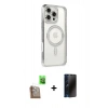 MARSİLYAN™- iPhone 16 Pro Kılıf Zirve Doku Prime - Siyah 3D Antistatik Hayalet Cam Ekran Koruyucu + Raze Metal Kamera Lens - CLTM