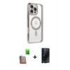 MARSİLYAN™- iPhone 16 Pro Kılıf Zirve Doku Prime - Siyah 3D Antistatik Hayalet Cam Ekran Koruyucu + Raze Metal Kamera Lens - CLTM