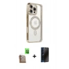 MARSİLYAN™- iPhone 16 Pro Kılıf Zirve Doku Prime - Siyah 3D Antistatik Hayalet Cam Ekran Koruyucu + Raze Metal Kamera Lens - CLTM
