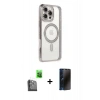 MARSİLYAN™- iPhone 16 Pro Kılıf Zirve Doku Prime - Siyah 3D Antistatik Hayalet Cam Ekran Koruyucu + Raze Metal Kamera Lens - SH