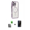 MARSİLYAN™- iPhone 16 Pro Kılıf Zirve Doku Prime - Siyah 3D Antistatik Hayalet Cam Ekran Koruyucu + Raze Metal Kamera Lens - SH