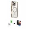 MARSİLYAN™- iPhone 16 Pro Kılıf Zirve Doku Prime - Siyah 3D Antistatik Mat Seramik Nano Ekran Koruyucu + Raze Metal Kamera Lens - BZ